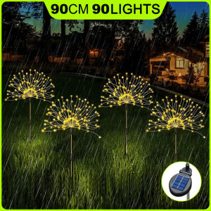 Firework Light solar 90cm LED Solar Lights Outdoor Fireworks Lights Waterproof Fairy Lights Copper Wire Dimmable Multicolor Home Garden Decoration