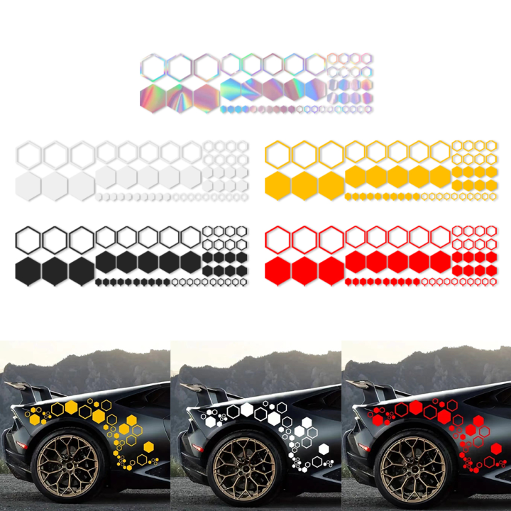 Car Camouflage Kit – Solid Hexagon Honeycomb Side Stickers Decals Graphics Vinyl – Matte Finish, Customizable For Left/Right Panels