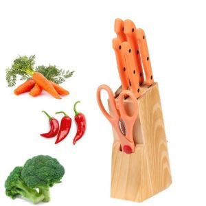 Home Line Pisau Set 7 GG - Hijau dengan Rak Kayu