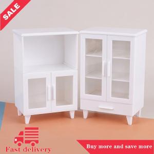[COD]Flash Delivery 1Set Miniature White Cupboard Display Cabinet Storage Lockers +ornament Furniture Model Decor Toy DollHouse Accessories