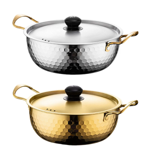 Stainless Steel Korean Ramen Noodles Cooking Pot with Lid and Handle Cookware For Quick Meals Indoor Outdoor Use