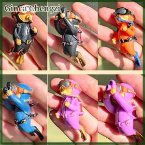 Ginca Kawaii nhựa frogman đồ trang trí hồ cá thú vị nổi trang trí mô phỏng Mini thợ lặn bể cá Phụ kiện hồ cá