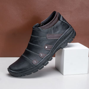 Sepatu Boot Pria Kulit  Boots Touring Casual Zipper Non Safety Fordza DP07