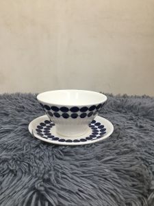 BỘ CHÉN DĨA 12X7 CM - 15X2 CM - VIỀN CHẤM XANH - GỐM SỨ CƯỜNG PHÁT - HÀNG VIỆT NAM CHẤT LƯỢNG CAO
