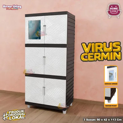 LEMARI PLASTIK VIRUS KINGDOM 4 SUSUN LEMARI PAKAIAN MINIMALIS CABINET SERBAGUNA - CREAM