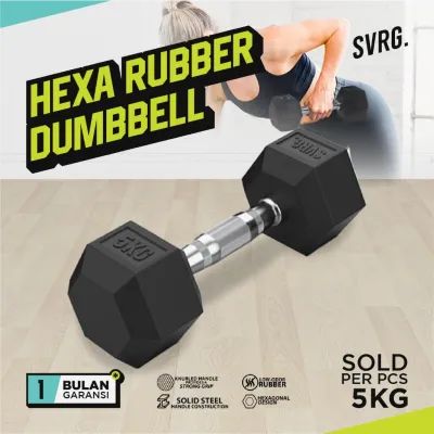 Svarga Hexagonal Dumbbell - 5 KG - Hexagon Rubber Dumbell Barbell