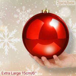 BIN LU 2pcs/Box 15cm/6 Over Sized Extra Large Christmas Balls Decoration Set Red Christmas Balls Big Size White Christmas Decoration For Home Christmas Tree accessories Christmas Balls Decoration Outdoor Christmas Tree Decorations Set