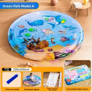 Thảm chơi nước có đèn LED SplashEZ 30" (76cm) giúp bé tập bò và phát triển giác quan có 3 con cá phát sáng 3 đồ chơi nổi không chứa BPA đạt chứng nhận CPSC dễ dàng vệ sinh thiết kế theo chủ đề đại dương.