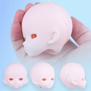 DOWNA PVC Đầu em bé BJD Da trắng Có thể mở được 1/4 BJD Tượng đầu anime Không trang điểm Phong cách Anime Đầu búp bê BJD Thực hành trang điểm
