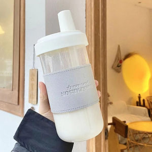 500ML Cute Pearl Milk Tea Straw Plastic Water Bottle With Cup Cover Women Large Capacity Juice Boba Milk Tea Cup Drop-proof