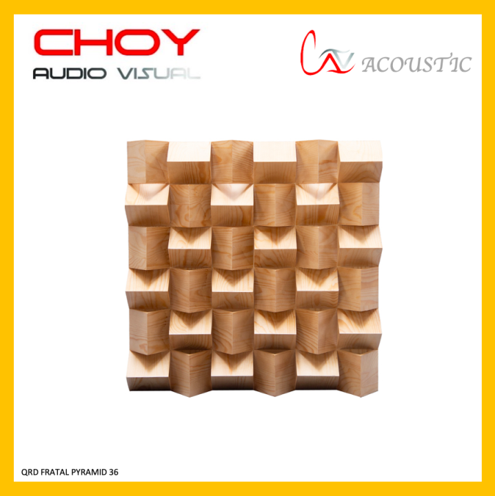 CAV Acoustic QRD Fratal Pyramid 36 (600mm x 600mm x 90mm) Wood Panel ...