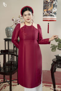 Set áo dài cổ yếm đính đá + Quần trắng BIGSIZE (55kg đến 95kg) - 23SCT03 - [BUStu Bigsize]