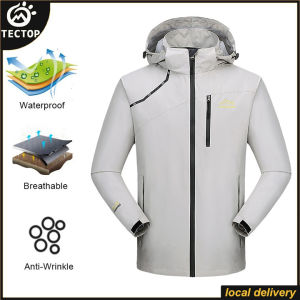 TECTOP Running Jacket For Men Outwear Military Waterproof Tactical Jacket With Hood Zipper Coats Windbreaker Lightweight Jacket