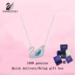 💎 Swarovski 💎 Womens fashion necklace S925 Sterling Silver Swan blue Crystal jewel 5533397 Swan necklace Valentines Day gift Birthday gift