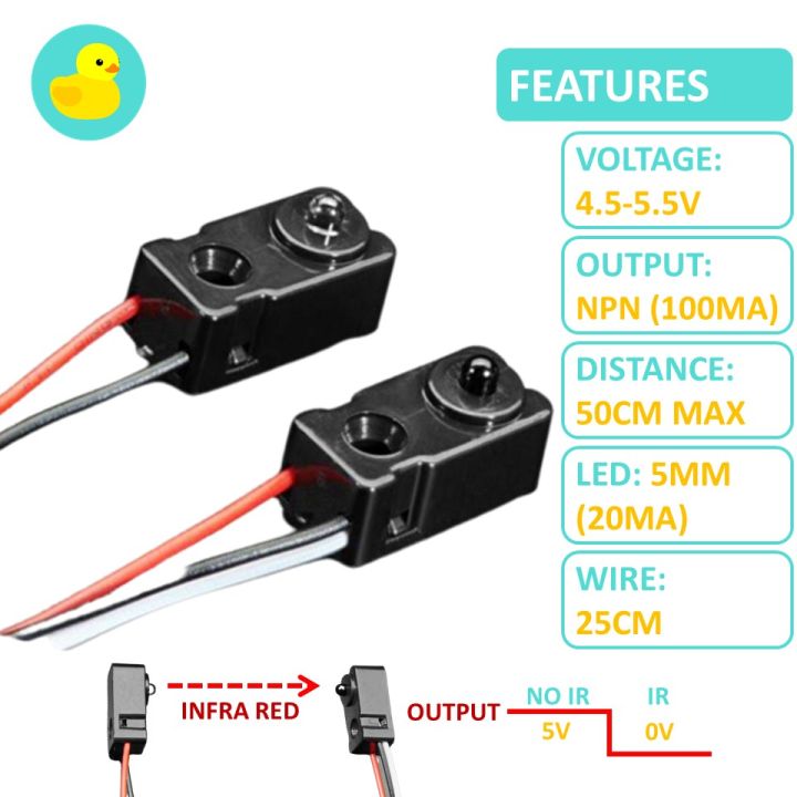 F5 Infrared IR Break Beam Transmitter & Receiver NPN Switch Sensor 0 to ...