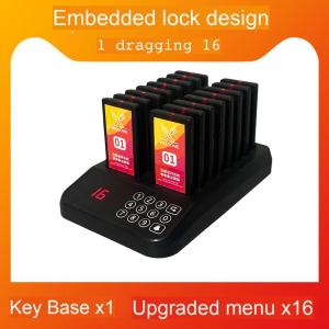Restaurant Pager Buzzer Wireless Call System with 16 Pagers Coaster Receiver For Coffee Food Court Church Nurse Clinic Queue System