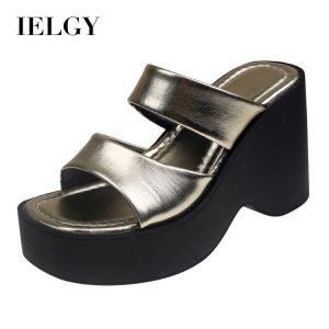 IELGY Wedge platform platform slippers for women in summer new European and American style high-heeled slippers