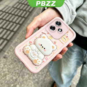 Feadship Case for infinix hot 30 play hot 30i hot 40 play hot 40 5g phone casing Softcase shockproof Cover new design aesthetic with holder 360 ° rotate cute pink Bear for grils JTXX1