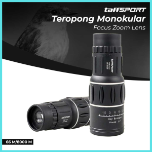 COD TaffSPORT Prime Teropong Monokular Focus Zoom Lens 66 M/8000 M 16x52 / Teropong Panda / Teleskop Monokular / Monocular Telescope - 16x52 - Black Survival
