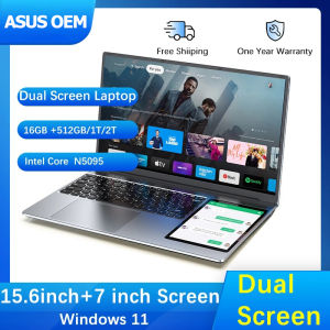 การเล่นเกมแล็ปท็อป 15.6 นิ้ว IPS สี่ด้านแคบหน้าจอ 7 นิ้ว IPS Touch Screen แล็ปท็อป Intel N5095 Dual Screen N100 16 + 512GB 4 คอร์ 4 สายแล็ปท็อปเดิม