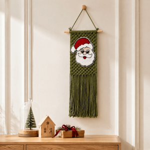 VOIDFARE Bohemian Style Wall Decorative Tapestry Santa Claus Handwoven Macrame Wall Hanging Nordic Style Wall Art Cotton Rope Tapestry  Room