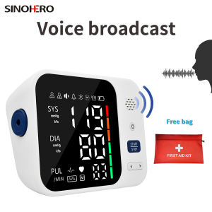 Sinohero Arm Blood Pressure Monitor Rechargeable Voice Playback Sphygmomanometer For Elderly Accurate Measurement
