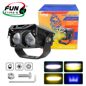 Laser Gun For Motorcycle Mini Driving Lights Full Set Dual Color High/Low Beam 4000k 6000k Motorcycle LED Lights Auxiliary Light Spotlight For Motorcycle Car lazer gun driving light
