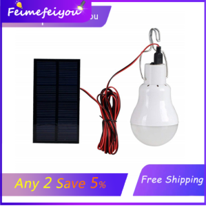 LED bulb Solar Lamp for indoor/outdoor/camping portable with Lanyard black and red wire powered by solar panel