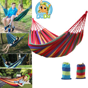 เปลญวน ขนาดใหญ่ 280*80cm เปลผ้าใบแบบป้องกันโรลโอเวอร์ เปลญวนแคมป์ปิ้งกลางแจ้ง เปลญวนชิงช้าลายรุ้ง แถมฟรีกระเป๋าเก็บและเชือก camping hammock