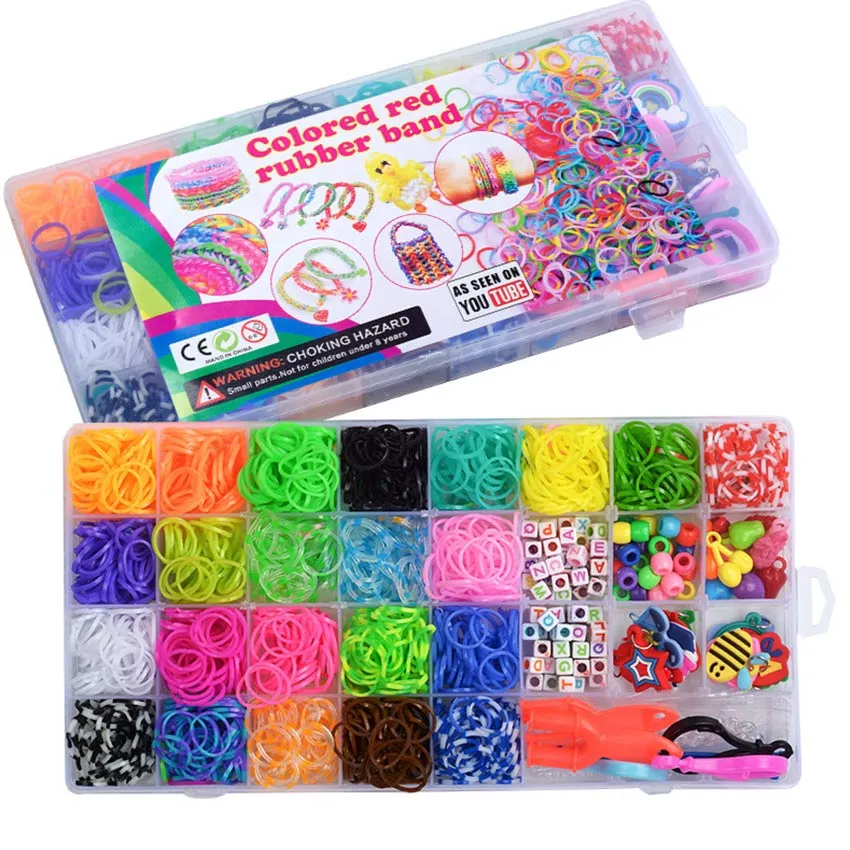 Amazon.com: IFUCTYE Rubber Band Bracelet Kit with Hooks,15000 Rubber Loom  Bands, 14 Pink-Rings, 310 Beads,40 Pendants,300 S-Clips for Bracelet Making Kit  Rubber Band