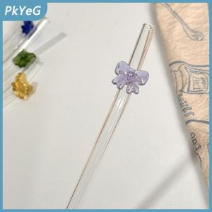 PkYeG 1 ống hút thủy tinh 8mm ống hút uống có thể tái sử dụng ống hút chịu nhiệt hình bướm dễ thương cho lễ hội tiệc cưới Cocktail Bar bãi biển