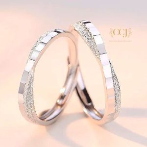 Cincin Couple Silver Adjustable S40 | Pasangan | Nikah | Lamaran | Hadiah | Tunangan 925 Perak | Aksesoris Pria Wanita