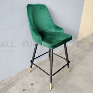 FURNIMALL Velvet Fabric Bar Stool/Modern Designer Bar Chair Gold Leg/High Back Stool /Comfortable barstool Backrest 吧椅