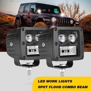 4 inch 40W 5D Flush Mount LED Work Lights Bar Cube Pods Spot Flood Combo for 4x4 Offroad Truck Car ATV SUV Jeep Boat 4wd