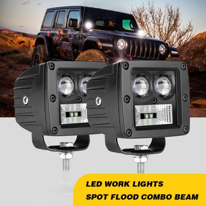 4 inch 40W 5D Flush Mount LED Work Lights Bar Cube Pods Spot Flood ...