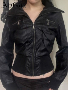 AltGoth Amercian Vintage Pu Leather Jacket Women Streetwear Harajuku Grunge Emo Alternative Grunge Zipper Casual Coats Female2026