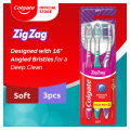 Colgate Zigzag Plus Soft Toothbrush with Cap Value Pack of 3. 