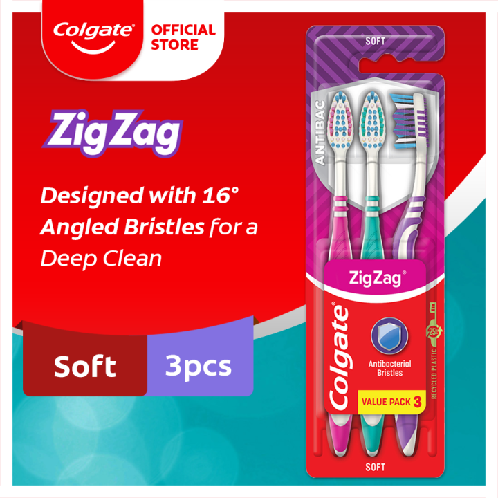 Colgate Zigzag Plus Soft Toothbrush with Cap Value Pack of 3
