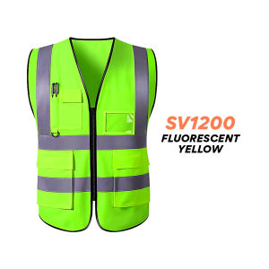 Selamat SV1200 (Yellow)/SV1201 (Orange) Reflective Safety Vest Jacket Keselamatan With Zip & Multiple Pocket - Size XXL