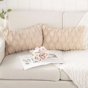 CEMOMEF 30x50 cm Soft Comfortable Plush Throw Pillow Decorative Cotton Cloth Rhombus Stripe For LivingroomBed Sofa Decor Pillow Case Cushion Cover Home Textile