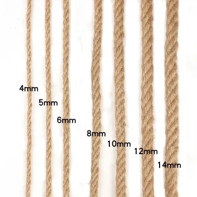 4MM/6MM/8MM/10MM/12MM*1M DIY Making Craft Rope Natural Burlap Jute Twine Linen Cord String for Craft Projects Wrapping Packing