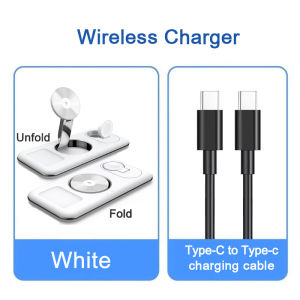 ZUZG แท่นวางเครื่องชาร์จไร้สายแบบพกพาแบบ3-IN-1สำหรับนาฬิกา Apple 10 9 8 7 AirPods iPhone 16 Pro Max 16 Pro 16 15 14 Plus 13 12สถานีชาร์จแบบรวดเร็วแบบพับได้