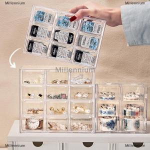[COD] Millennium Tổ Chức Đồ Trang Sức Tổ Chức Máy Tính Để Bàn Lưu Trữ Hộp Ngăn Kéo Loại Trong Suốt Kệ Văn Phòng Phẩm Tóc Trang Trí Hộp Có Thể được Xếp Chồng Lên Nhau Ban
