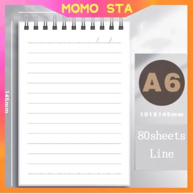 MOMO Vertical Spring Notebook 80Sheets A5/B5/A4/A6 Notepad Transparent PP Cover Coil Binder Stationery