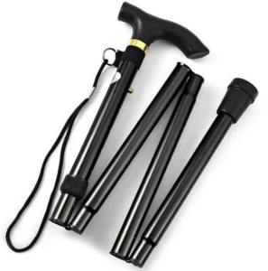 Aluminum Metal Folding Walking Stick with Adjustable Height and Non-slip Rubber Base Telescopic Walking Stick Foldable cane adjustable Portable safety elderly walking stick