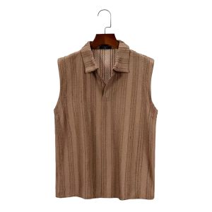 NP Mens Korean Plain Loose Waistcoat Casual Vest Sleeveless Textured  Lapel Polo Muscle Tops Sando