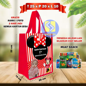 (50 PCS) TAS ULTAH CUSTOM PALING MURAH / GOODIE BAG CUSTOM PALING MURAH CUSTOM/Tas souvenir ultah goodie bag ulang tahun murah tas muat snack ultah gratis nama dan foto tas ulang tahun anakGoodie bag ulang tahun anak muat snack tas ultah free desain