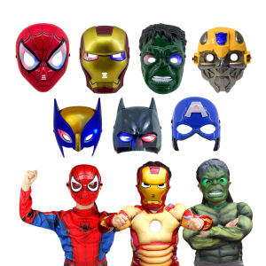 หน้ากากอเวนเจอร์ฮีโร่ หน้ากากฮีโร่ หน้ากากฮีโร่มีไฟLed Cosplay Mask หน้ากากเกมส์ สไปเดอร์แมน แบทแมน ไอรอนแมน หน้ากากพลาสติก หน้ากากเด็กเล่น