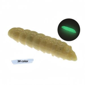 NALANILI 20Pcs/Set Cơ thể phân đoạn Mồi mềm mô phỏng giun đậu Lơ lửng Chống rách Mồi mềm hình sâu Dụng cụ câu cá Siêu nhẹ Mồi giả mềm phát sáng Câu cá nước ngọt