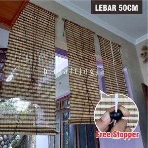 Kerai Tenun Lidi Tirai Lidi Gulung Gorden Lebar 50 Cm Panjang 180 Cm Kerajinan Jogja